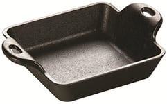 Lodge 0.30 Liter / 10 Ounce Pre-Seasoned Cast Iron Square Mini Server, Inoxidable, Black