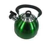 Stainless Steel Whistling Kettle with Foldable Handle 2.5L Green