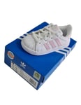 adidas Originals Infant White / Pink Superstar Trainers Size 6K / F 23  BB7595