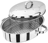 Judge TC121 Stainless Steel High Roaster with Rack and Self Basting Lid 35cm x 25cm x 15cm Oven Safe Dishwasher Safe Gift Box, 25 Year Guarantee