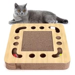 Nobleza Cat Scratcher, High Density Corrugated Cat Scratching Board, Catnip Scratcher Cardboard with 2 Bell Balls, Durable 3 in 1 Scratchers Pad Bed Toy for Indoor Cats, Size 33 * 33 * 5 cm