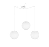 Sotto Luce Tsuki lampe suspension boule à 3 lumières - verre opale mat/blanc - câbles textiles blancs de 1,5 m - rosace de plafond blanche - 3 x E27 - ø 20 cm