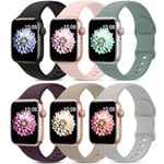 6-pack sportband kompatibel med Apple Watch band 38/40/41 mm, silikonersättningsband för iWatch Ultra 2, serie 9 8 7 6 5 4 3 2 1 38/40/41mm