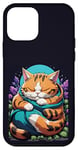 Coque pour iPhone 12 mini Orange endormi Tabby Good Luck Green Clot