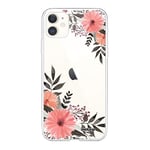 Evetane - Coque Silicone Compatible iPhone 11 - Protection Intégrale 360, Fine et Transparente - Coque Avant & Arrière - Haute Résistance - Fleurs Roses