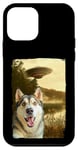 Coque pour iPhone 12 mini Funny Husky UFO Encounter Hilarious Husky Dog Selfie Aliens