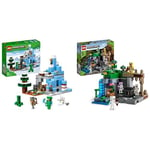 LEGO 21243 Minecraft The Frozen Peaks, Cave Mountain Set with Steve, Creeper, Goat Figures & Accessories & 21189 Minecraft The Skeleton Dungeon Set, Construction Toy for Kids with Caves