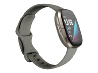 Fitbit Sense - Rostfritt Stål I Silver - Smart Klocka Med Band - Silikon - Salviagrå - Bandstorlek: S/L - Wi-Fi, Nfc, Bluetooth