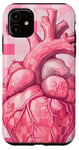 Coque pour iPhone 11 Rose Pop Art Anatomique Coeur Carreaux