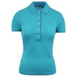 Lacoste Slim Fit Womens Turquoise Polo Shirt Cotton - Size 6 UK