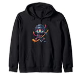 Ice Hockey Ninja Player Zip Hoodie