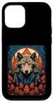 Coque pour iPhone 15 Pro Loup celtique, forêt, lune, art naturel pour femmes, hommes, enfants