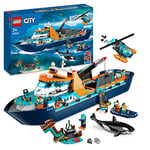 LEGO City Arctic Explorer Ship, Large Toy Boat that Floats with a Helicopter, Dinghy, Sub, Viking Shipwreck, 7 Minifigures and an Orca Figure, Gift for 7+ Year Old Kids, Boys, Girls 60368