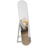 HOMCOM Miroir sur Pied arqué 150 cm, Grand Miroir avec étagère de Rangement, Montage Mural ou sur Pied, pour Chambre, entrée, Couloir, Blanc