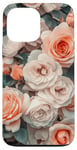 Coque pour iPhone 13 Pro Max Rose en fleurs complexes - Motif floral pastel