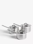 John Lewis Classic 3-Piece Glass Lid Saucepan Set with 20cm Non-Stick Frying Pan