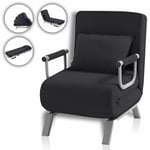 Fauteuil Convertible Lit Ted Pliable en Noir - Makika