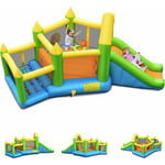 Goplus - Château Gonflable Hexagone avec Toboggan et Panier de Basket, Parc Gonflable avec Piscine à Balles et Aire de Saut, Intérieur/Extérieur,