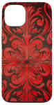 Coque pour iPhone 13 Rouge Art Déco Paisley Jesus Is King Bible Religieuse Écriture