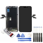 POUR IPHONE X NOIR - ECRAN COMPLET: VITRE TACTILE+LCD SUR CHASSIS+OUTILS+COLLE