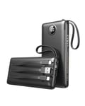 Batterie Externe 10000mAh avec 4 Câbles Intégrés, VEEKTOMX POWER BANK 5 Sorties et 4 Entrées Batterie Portable Puissante, Battery Pack de Voyage Chargeur Externe Compatible avec iPhone/Samsung/Android