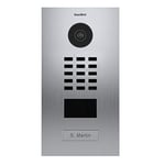 Interphone Vidéo IP WiFi D2101V V2 - Portier Vidéo 1 Sonnette Lecteur Badge RFID - Contrôle l'Accès à Votre Domicile pour Plusieurs Personnes - Ouverture Porte - Accessoires Inclus - INOX - Doorbird