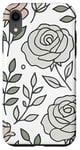 Coque pour iPhone XR Rose florale botanique, style minimaliste