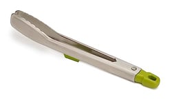 Joseph Joseph Elevate Steel 12 Inch/30 cm Slimline Stainless Steel Tongs with Precision Tips and elevated rest - Green