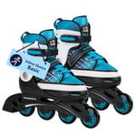 HUDORA Inline Skates Basic in blue/mint - Inliner for children & teenagers in various sizes - Roller skates adjustable up to 4 sizes - Ideal as entry model