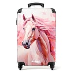 NoBoringSuitcases.com Valise Enfant, Valise Cabine, Valise Enfant Fille, Bagages Enfant, Valise Enfant Roulette, Valise Pour Enfant, Valise Cabine Fille, Valise Cabine 55x35x25cm (Cheval - Rose clair)