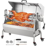 Barbecue a Charbon avec Tournebroche Electrique 52 w Charge 90 kg, Rotissoire Barbecue avec Couvercle, en Inox, avec Fenetre de Visualisation et