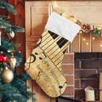 Julklapp, personliga julklappsstrumpor 2-pack Vintage Piano Musik 45,7 cm Julstrumpor Hängande Ornament Kamin för träddekoration