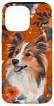 Coque pour iPhone 14 Pro Max Orange Aquarelle Floral Merle Shetland Sheepdog Art