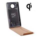 Pour Microsoft Lumia 950 Xl Vertical Flip Étui En Cuir Véritable + Qi Sans Fil Standard Recharge Couverture Arrière (Brun)