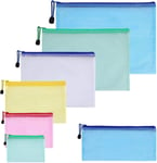 7 Pièces Pochette Pvc Zip Set, Plastique Pochettes Zippées, Imperméable Pvc Mesh Zipper Pouch, Multicolore Pvc Zip Document Dossier Pour Document Stockage(A4 A5 A6 B5 B6 B8)