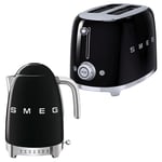 🔥 Smeg Retro Kettle & 2 Slice Toaster Set with Temperature Control (Black)