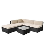 AREBOS Meubles de Jardin en Poly rotin Salon de Jardin | Ensemble de Salon Noir | Coussins d'assise Inclus | 4 Personnes