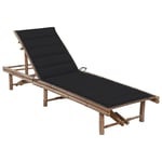 Transat Chaise Longue Bain De Soleil Lit De Jardin Terrasse Meuble D'extérieur Avec Coussin Bambou Helloshop26 02_0012285