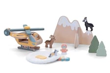 Sevi Play Set Sauvetage aèrien Alpes Jeux et constructions en Bois pour Les Enfants à partir de Deux Ans | 29x11,5x19cm Nature | modèle 87863