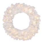 55cm Pre-Lit White Christmas Wreath Alaskan Pine for Fireplaces Home Wall Door Stair Artificial Xmas Tree Garden Yard Decorations with 30 Warm White LEDs