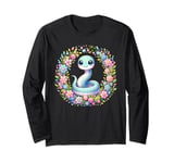 Adorable Green Snake Floral Wreath Cute Reptile Lover Long Sleeve T-Shirt