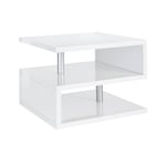 Table basse Gianni, Table basse de salon, Meuble de rangement bas, Table basse, 55x55h41 cm, Blanc brillant