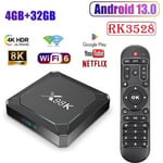 Android TV Box,Boitier iptv 4Go+32Go RK3528 Quad-Core Support 8k HD 3D,WiFi6+BT5.0,Boîtier Smart TV Android 13,Lecteur Multimédia