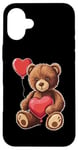 Coque pour iPhone 16 Plus Ours en peluche coeur amour joyeux Saint-Valentin