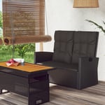 Banc de jardin inclinable et coussins noir 118cm r�sine tress�e