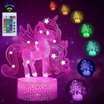 LOUHH Veilleuse Licorne, 3D LED Smart Remote Control Licorne Lampe 16 Couleurs NoëL Licorne Cadeau Chambre D'Enfant DéCoration Cadeau De Vacances