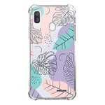 Evetane Coque Compatible avec Samsung Galaxy A20e Silicone Coins antichocs Solide Protection complète Resistant Transparente Feuilles Pastels Motif Ecriture Tendance