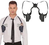 FIESTAS GUIRCA | Double Holster avec Sobaquera - Accessoire de Costume de Policier pour Fêtes et Célébrations - Idéal pour Halloween et Carnaval - Arme en Jouet pour Enfants et Adultes - Marron