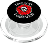 Retro Vintage True Love Forever Skull and Flower Memento Mori PopSockets PopGrip pour MagSafe