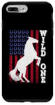 Coque pour iPhone 7 Plus/8 Plus Vintage Grunge American USA Flag Wild One Mustang Horse